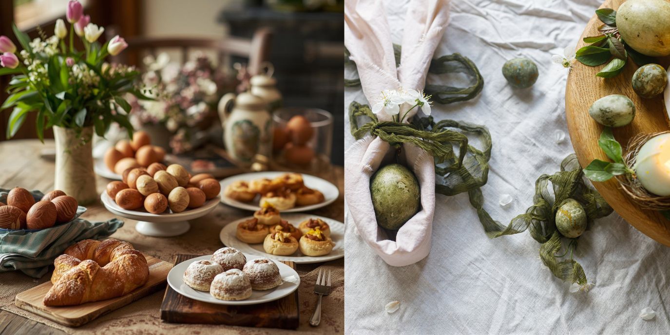 Traditional Easter food from Puglia including Easter bread and pastries